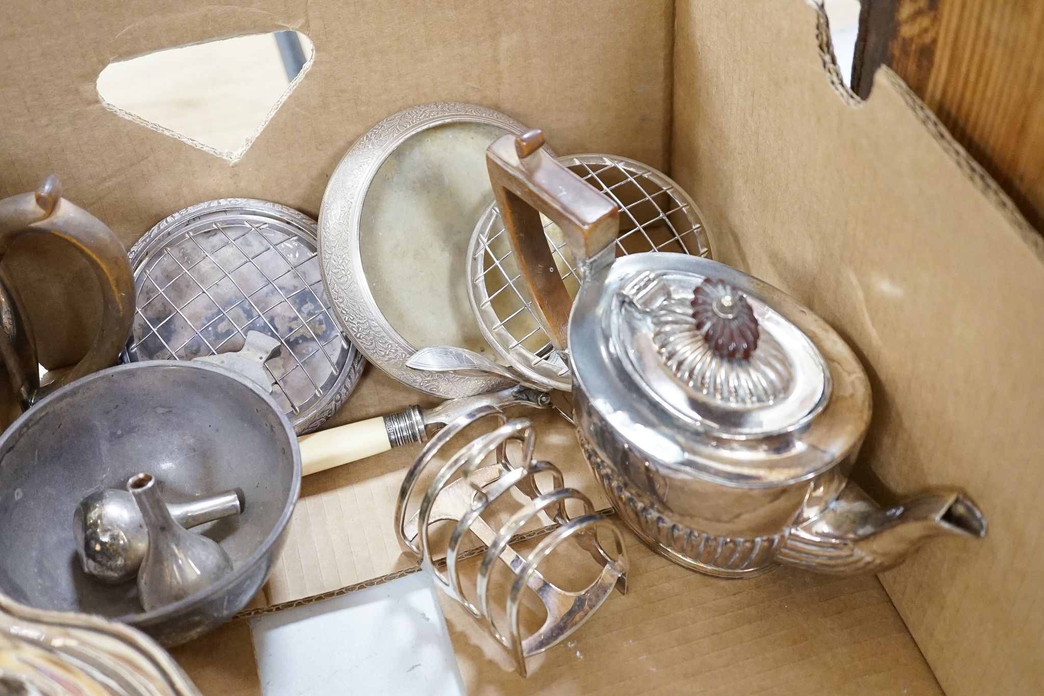 A silver plated rifle shooting cup , a cocktail shaker and mixed plate
